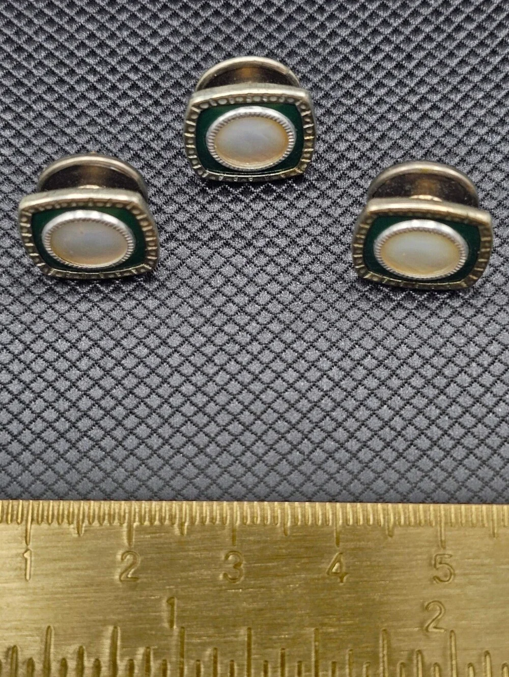 Vintage Green and White Enamel Cufflinks Set